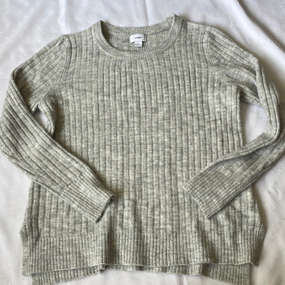 Old Navy Soft Ribbed Crewneck Sweater in Light Heather Gray